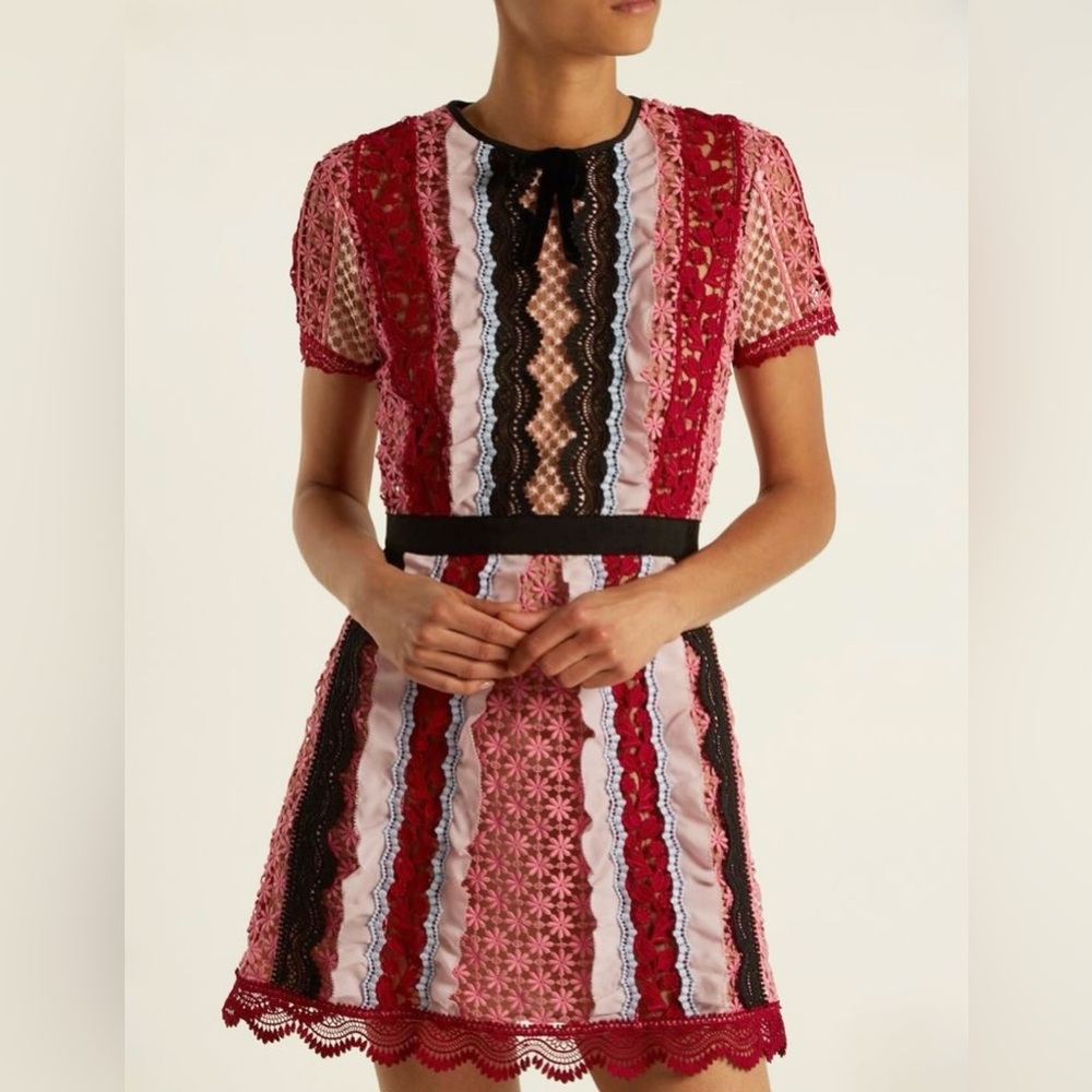 Self-Portrait Panelled Bellis Lace Trim Mini Dress (100% Authentic)